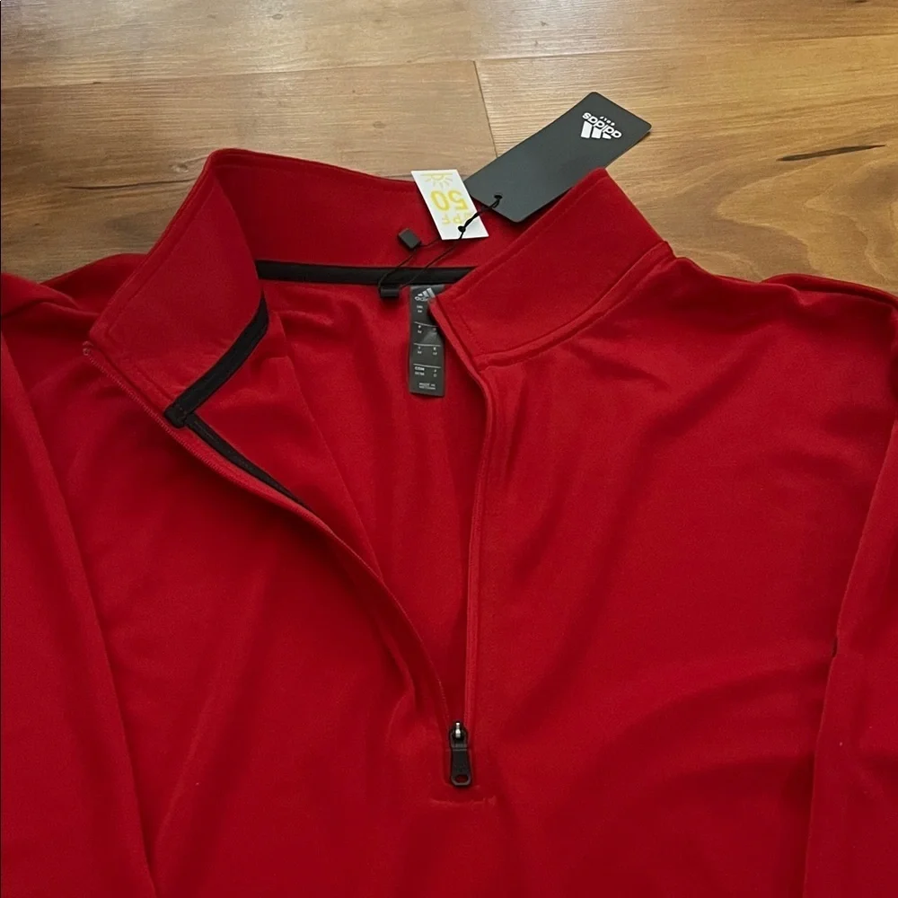 Adidas Bold Red quarter zip / UPF 50